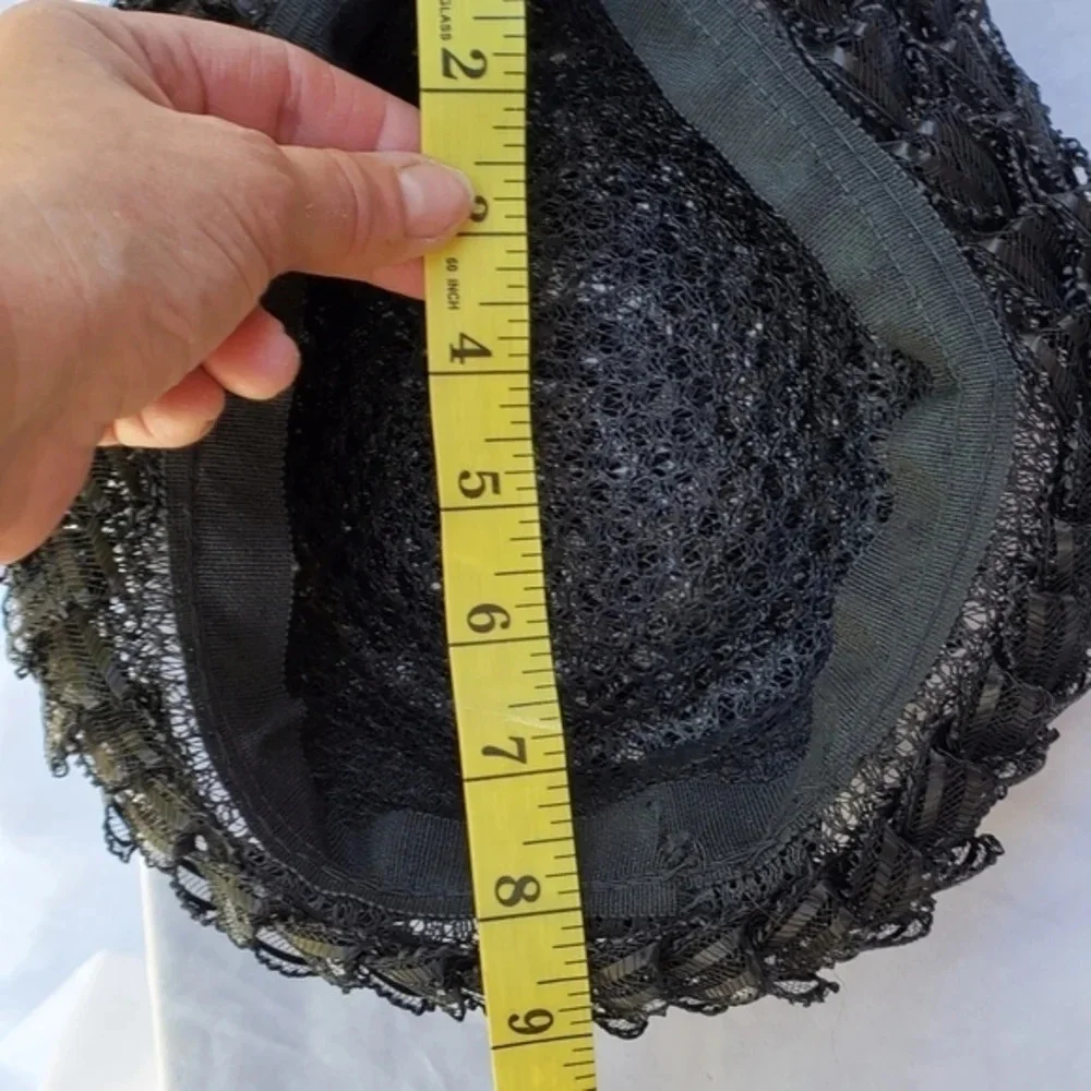Vintage Black raffia semi Bowler hat‎